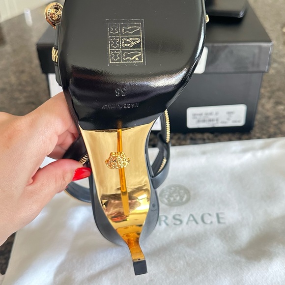 Versace Black and Gold Zipper Sandals - Picture 3 of 6